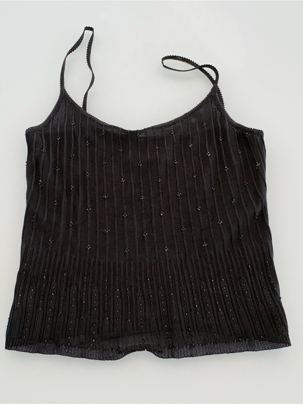 Laundry By Shelli Segal Black Beaded Knit Cami